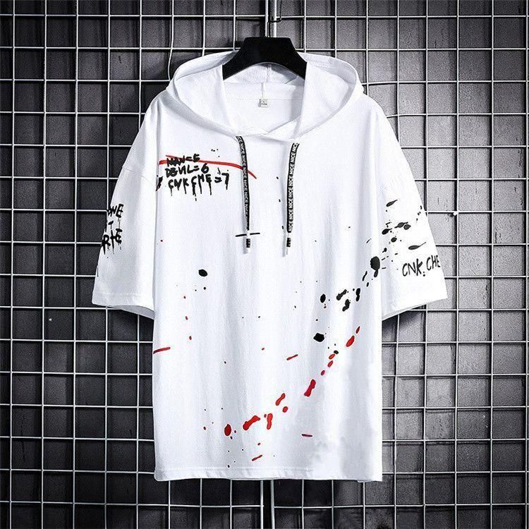 Cotton Color Block Half Sleeves Hooded Neck Hoodie