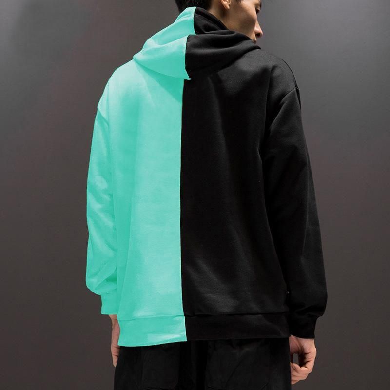 Blue and Black Cotton Printed Full Sleeves Hoodie