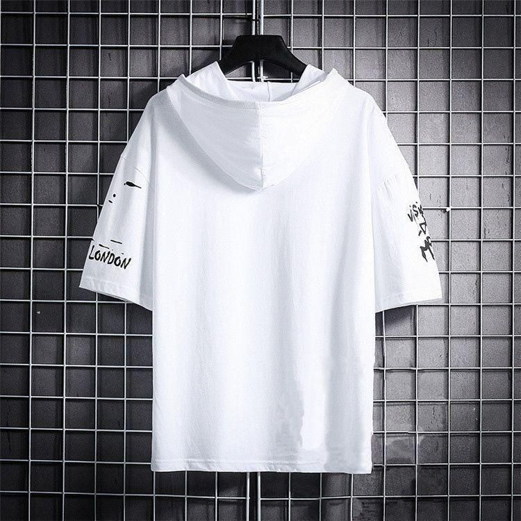 Cotton Color Block Half Sleeves Hooded Neck Hoodie