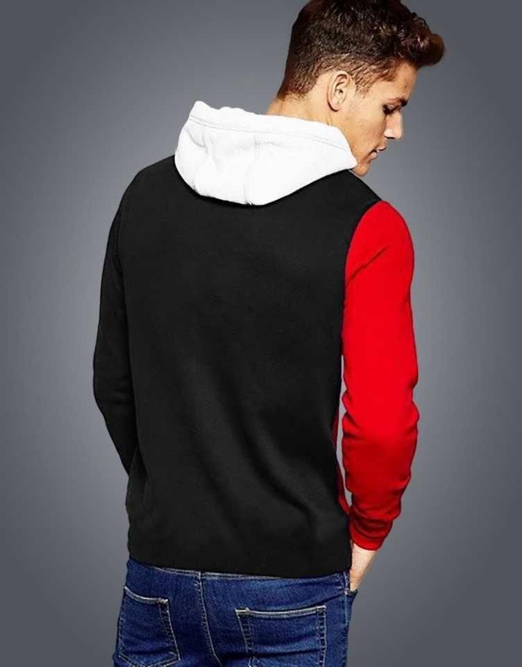 Cotton Blend Color Block Full Sleeves Hoodie